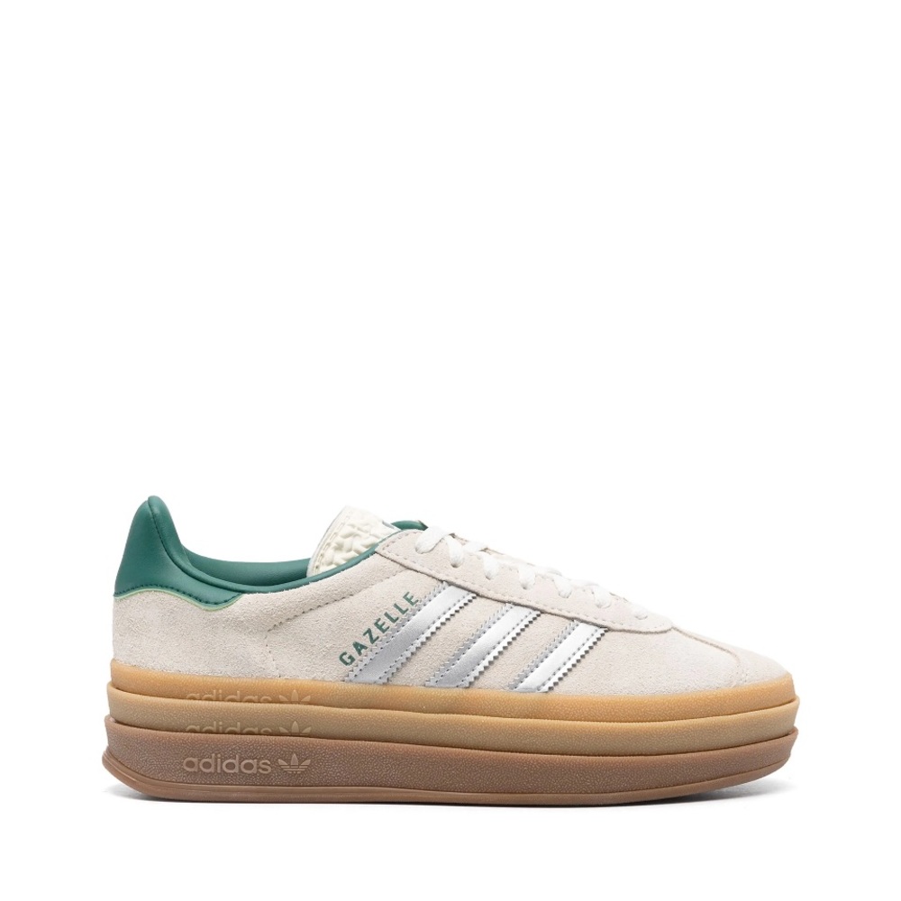 Adidas Women's Gazelle Bold Green and Cream Sneakers